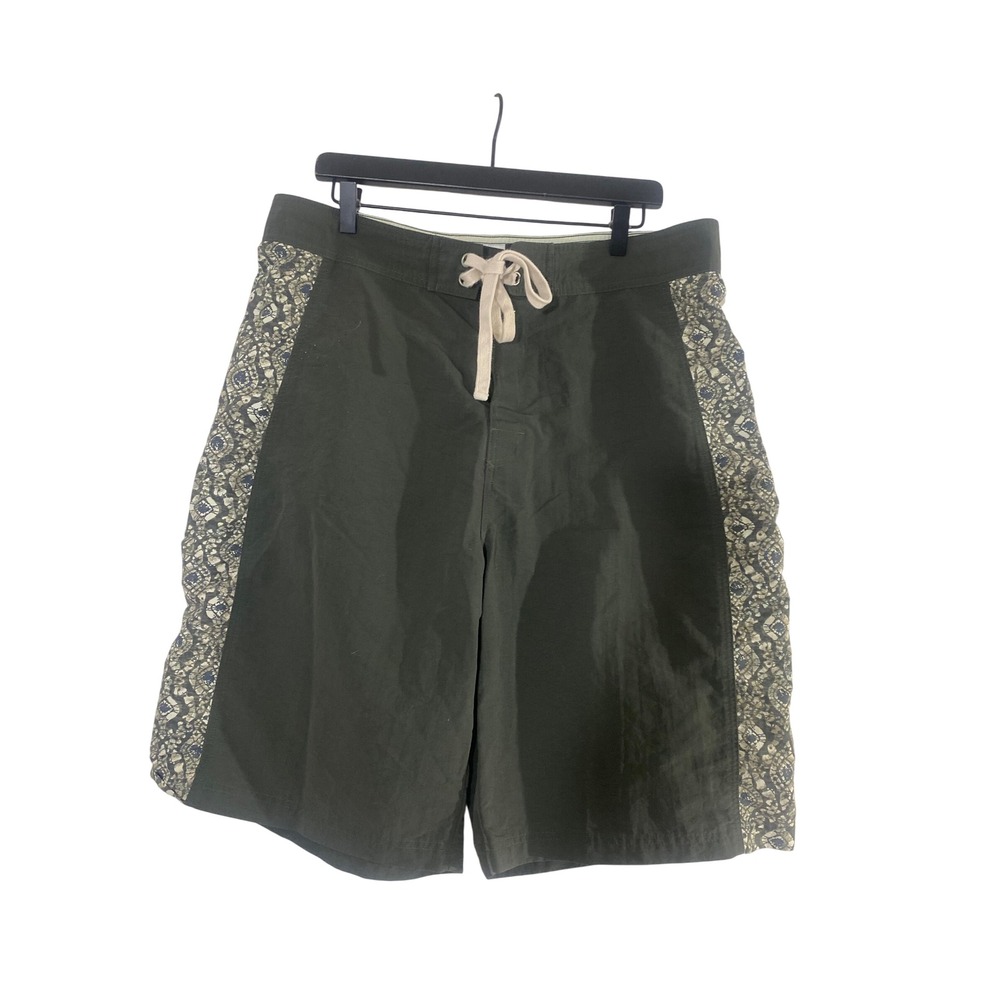 Canyon River Blues Board Shorts Mens 38 Green Excellent Batik Side Panel Swim